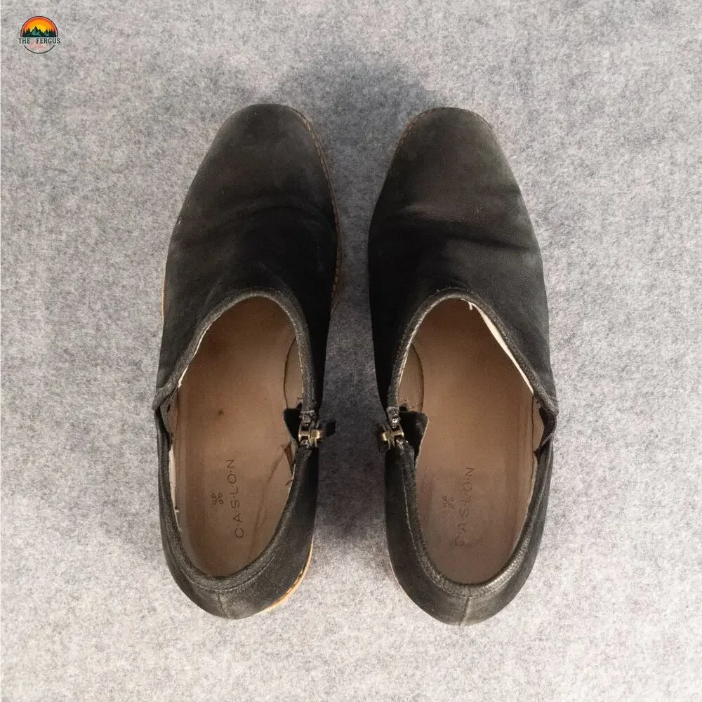 Caslon Ankle Booties Black Leather Block Heel Cottagecore Fall Style Women's 9M